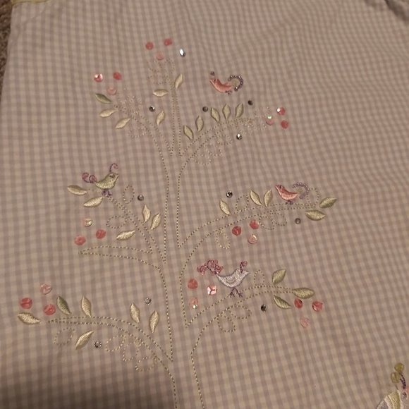 Gymboree dress light blue and white check with lime green trim - Picture 2 of 4